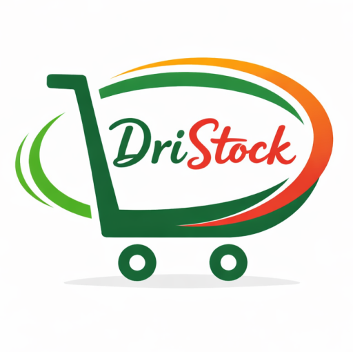 Logo DriStock . Chariot E-commerce avec l'ecriture " DriStock "